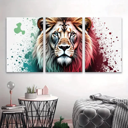 3pcs Colorful Lion Portrait Wall Art Set Canvas Framed 40x60cm - High Quality Print 100% Australian Made Wall Canvas Ready to Hang