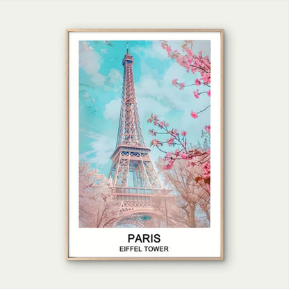 Classic France Paris Eiffel Tower Travel Poster Print Wall Art