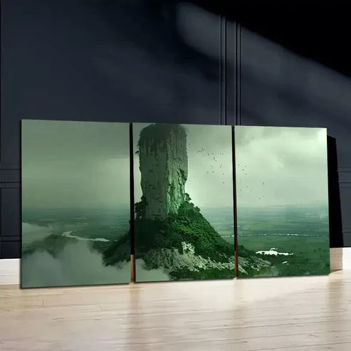 3pcs Mountain Peaks and Lake Surface Canvas Framed 60x90cm - High Quality Print 100% Australian Made Wall Canvas Ready to Hang