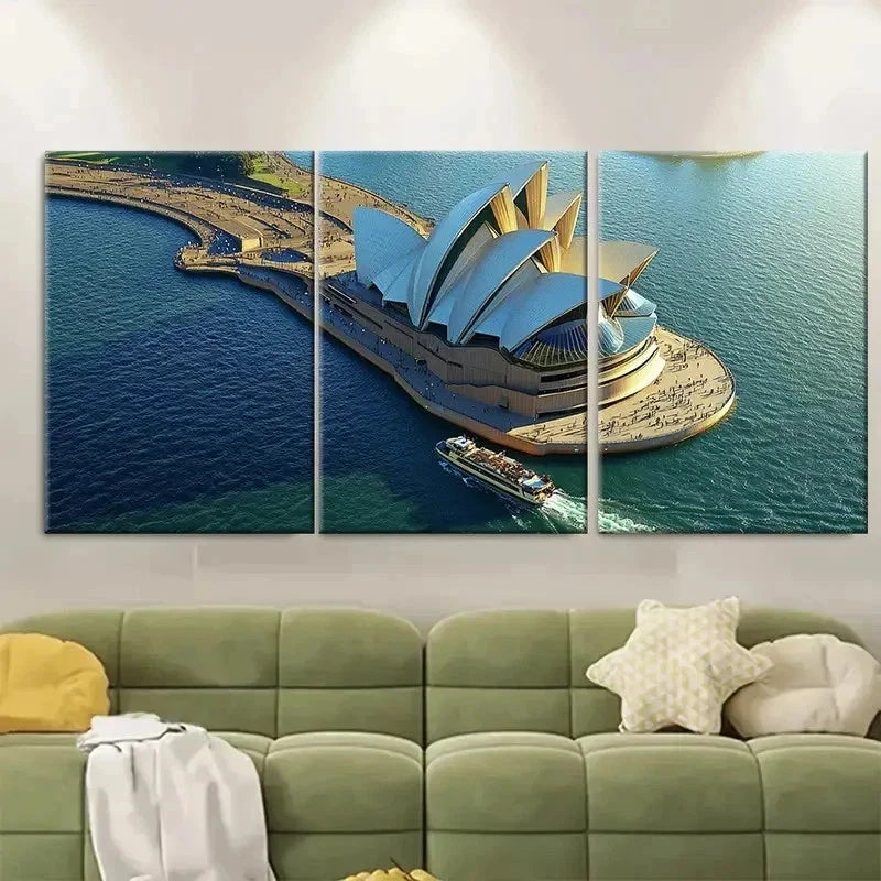 3pcs Sydney Opera House Elegant Australia Metal Print Ready to Hang Art