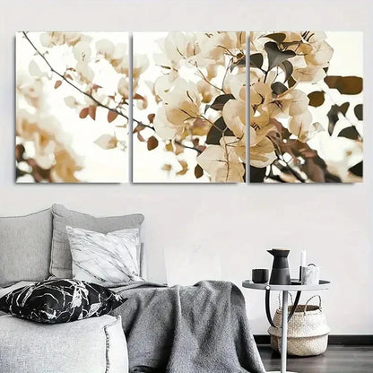 3pcs Neutral Minimalist Blossom Branch Metal Print Ready to Hang Art