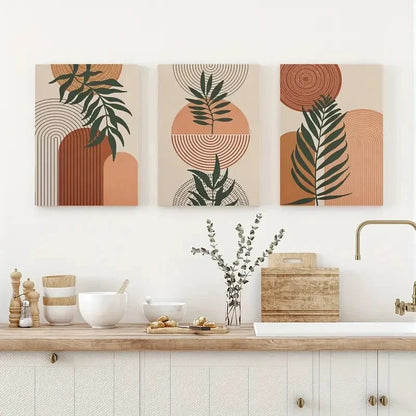 3pcs Desert Tropical Jungle Leaf Landscape Metal Print Ready to Hang Art