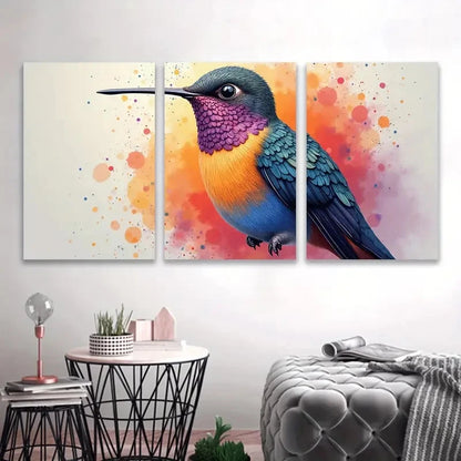 3pcs Vibrant Bird Watercolor Artwork Wall Art Set Canvas Framed 60x90cm - High Quality Print 100% Australian Made Wall Canvas Ready to Hang