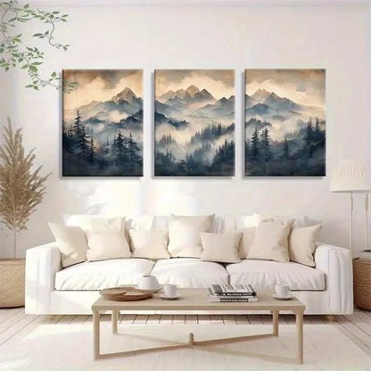 3pcs Serene Forest Landscape Wall Art Print Metal Print Ready to Hang Art
