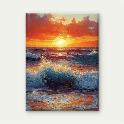 Mosaic Sunrise Over Ocean Metal Print Ready to Hang