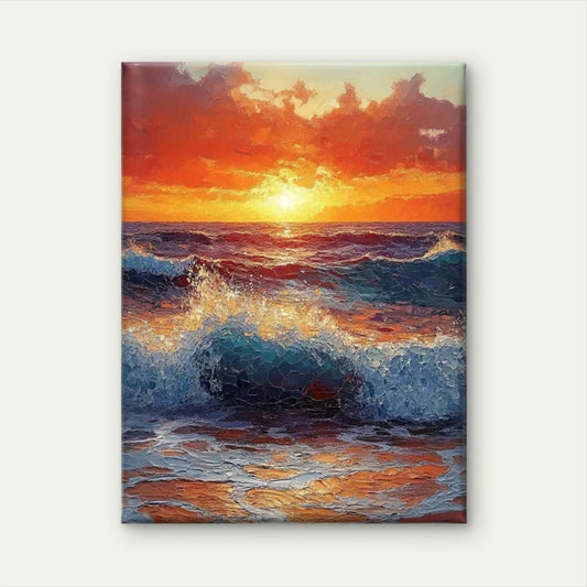 Mosaic Sunrise Over Ocean Metal Print Ready to Hang