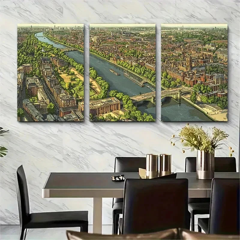 3pcs Kingston upon Thames Unique Metal Print Ready to Hang Art