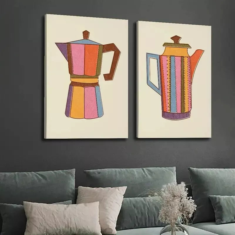 2pcs Decorative Painting, Retro Kitchen Canvas Framed 50x75cm - High Quality Print 100% Australian Made Wall Canvas Ready to Hang - Bella Home Decor