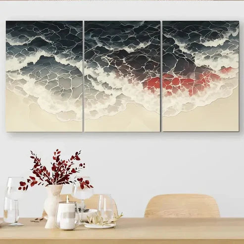 3pcs Abstract Ocean Wave Modern Coastal Wall Art Canvas Unframed - High Quality Print 100% Australian Made Wall Canvas