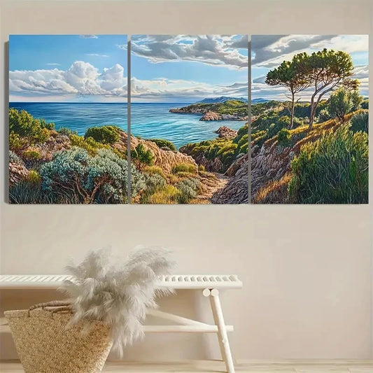 3pcs Vendicari Nature Reserve Italy Wall Art Set Canvas Framed 40x60cm - High Quality Print 100% Australian Made Wall Canvas Ready to Hang