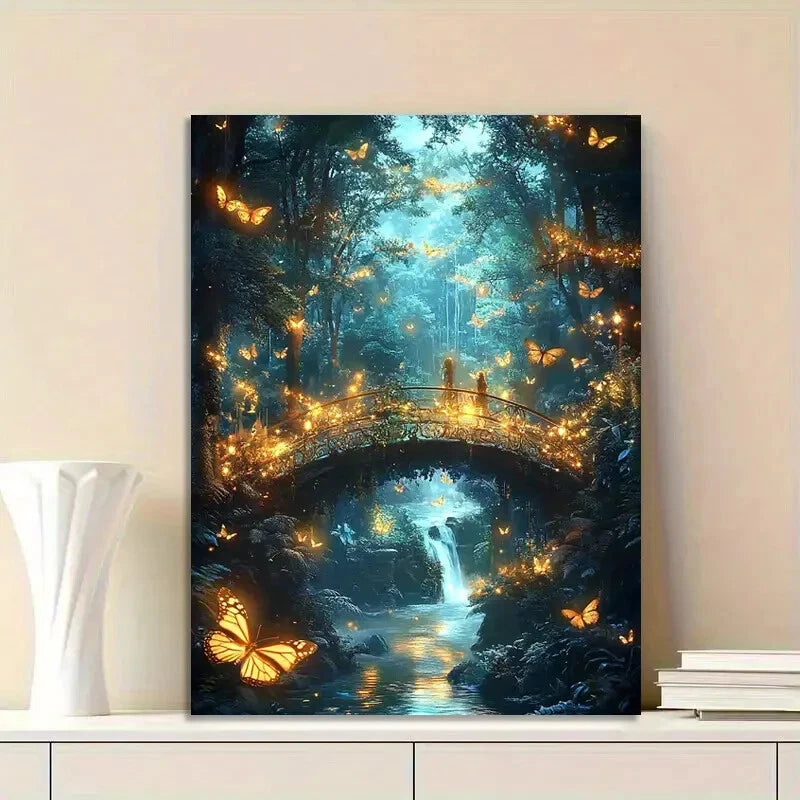 Bridge Made of Fireflies Leads to The Other Side 40x60cm Metal Print Ready to Hang