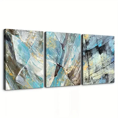 3pcs Abstract Blue Marble Pattern Wall Art Set Canvas Unframed - High Quality Print 100% Australian Made Wall Canvas