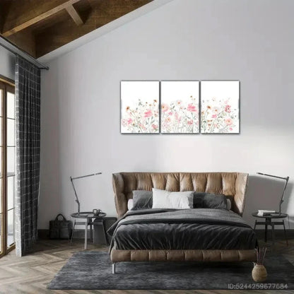 3pcs Florals Boho Prints Wildflower Wall Art Metal Print Ready to Hang Art