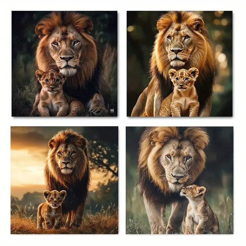 4pcs Hat and Four Leaf Clover Wall Art Canvas Framed