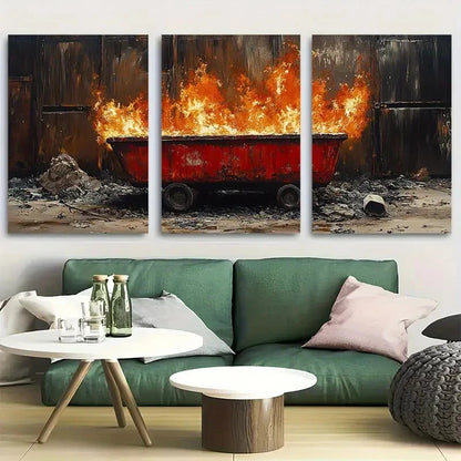 3pcs A Dumpster Fire Metal Print Ready to Hang Art
