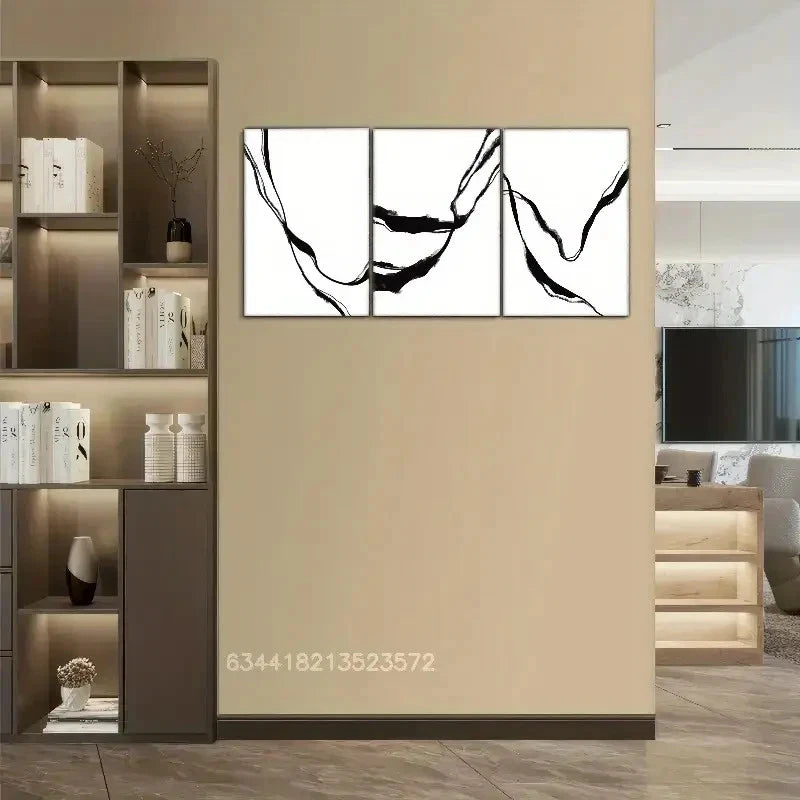 3pcs Black And White Art Decoration Prints Metal Print Ready to Hang Art