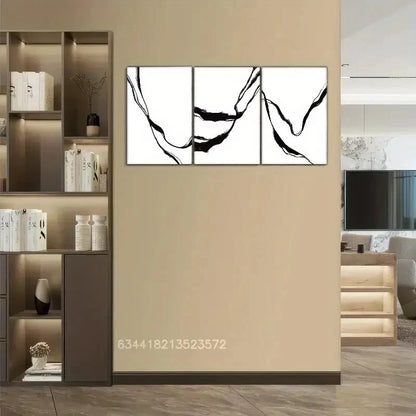 3pcs Black And White Art Decoration Prints Metal Print Ready to Hang Art