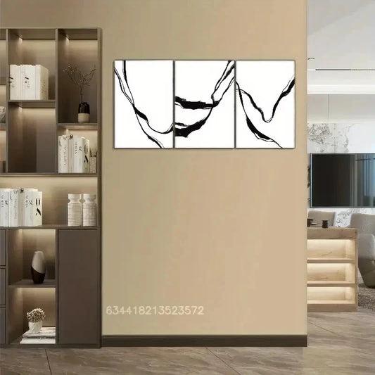 3pcs Black And White Art Decoration Prints Metal Print Ready to Hang Art