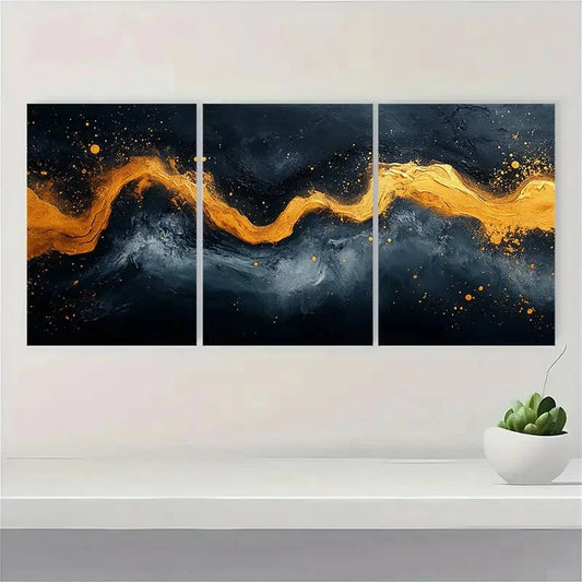 3pcs Black and White Abstract Texture Painting Metal Print Ready to Hang Art