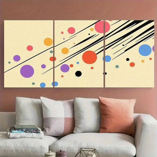 3pcs Polka Dots On Cream Background Metal Print Ready to Hang Art