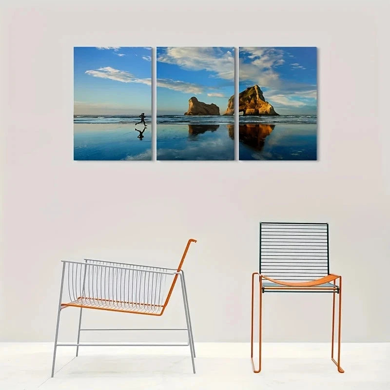 3pcs Beach Runner Sand Coastal Metal Print Ready to Hang Art