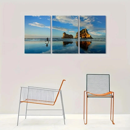 3pcs Beach Runner Sand Coastal Metal Print Ready to Hang Art