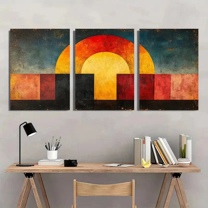 3pcs Showcasing a Century Panoramic Bauhaus Art Metal Print Ready to Hang Art