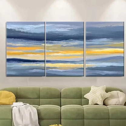 3pcs Abstract Sunrise Minimalist Landscape Metal Print Ready to Hang Art