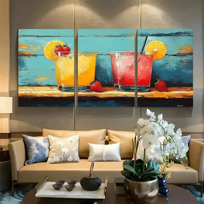 3pcs Coastal Matchbox Cowgirl Martini Metal Print Ready to Hang Art