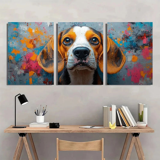 3pcs Abstract Vibrant Splatter Paint Design Metal Print Ready to Hang Art