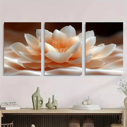 3pcs Showcasing Elegant Floral Metal Print Ready to Hang Art
