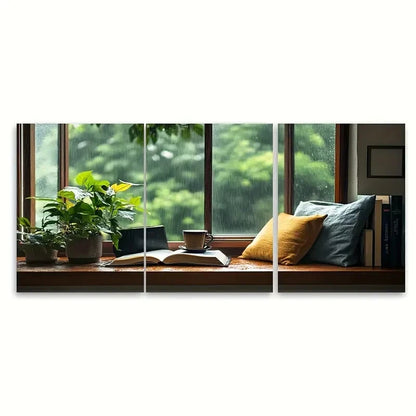 3pcs Bangalore Monsoon Cozy Indian Art Print Metal Print Ready to Hang Art