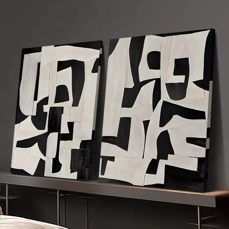 2pcs Decorative Painting, Modern Minimalism Black And Grey Canvas Framed 50x75cm - High Quality Print 100% Australian Made Wall Canvas Ready to Hang