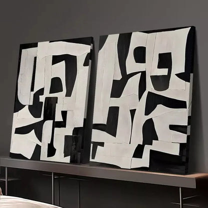 2pcs Decorative Painting, Modern Minimalism Black And Grey Canvas Framed 50x75cm - High Quality Print 100% Australian Made Wall Canvas Ready to Hang