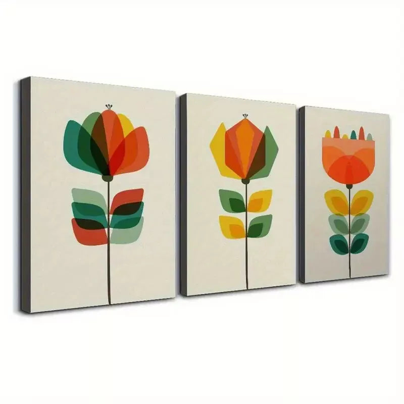 3pcs Modern Minimalist Floral Canvas Framed 40x60cm - High Quality Print 100% Australian Made Wall Canvas Ready to Hang