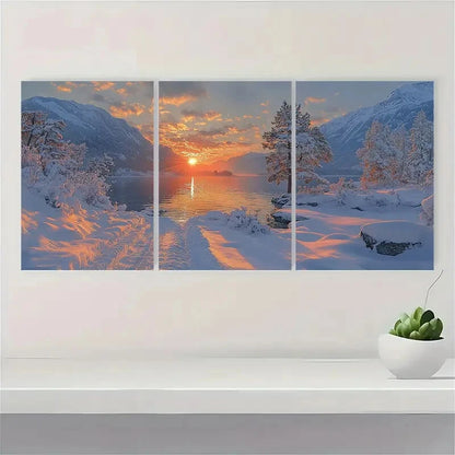 3pcs Lake Chelan Painting Washington Watercolor Metal Print Ready to Hang Art