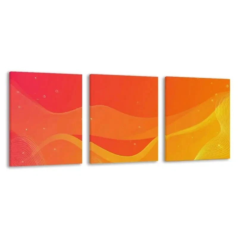 3pcs Red and orange Gradient Abstract Wave Line   Wall Art Set Canvas Framed 60x90cm - High Quality Print 100% Australian Made Wall Canvas Ready to Hang