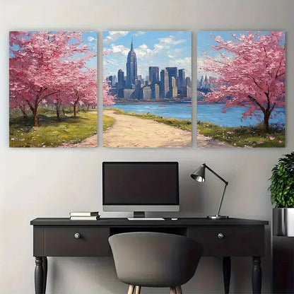3pcs Spring Central Park Cityscape Travel Metal Print Ready to Hang Art