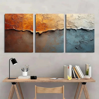 3pcs Brown and White Abstract Texture Acrylic Metal Print Ready to Hang Art