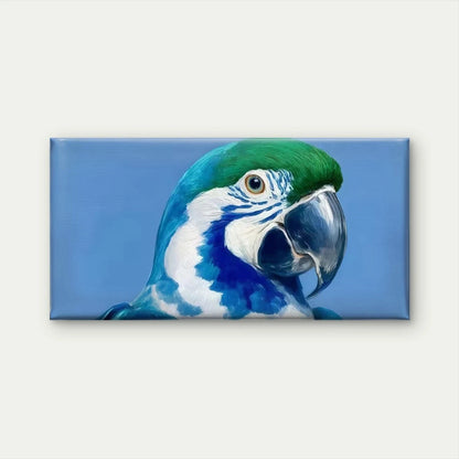 Blue Green Parrot Bird Wall Art Canvas Office Home Room Framed 120x60cm