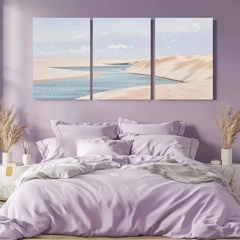 3pcs Coastal Landscape Vibrant Beach & Ocean Scene Metal Print Ready to Hang Art