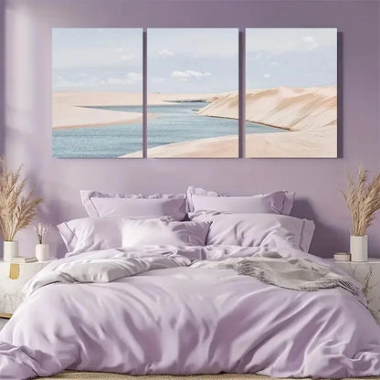 3pcs Coastal Landscape Vibrant Beach & Ocean Scene Metal Print Ready to Hang Art