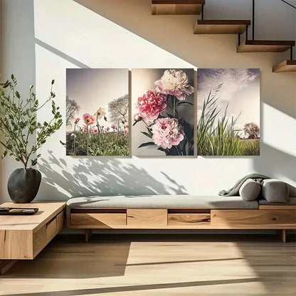 3pcs Spring Flowers Blossom Blooming Flowers Metal Print Ready to Hang Art