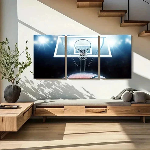 3pcs Basketball Hoop Modern Sport Wall Art Canvas Unframed - High Quality Print 100% Australian Made Wall Canvas