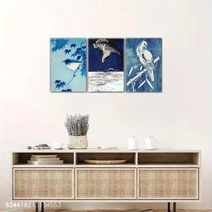 3pcs Tribute Bird and Plant Decoration Poster Metal Print Ready to Hang Art