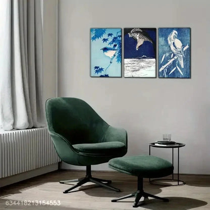 3pcs Tribute Bird and Plant Decoration Poster Metal Print Ready to Hang Art