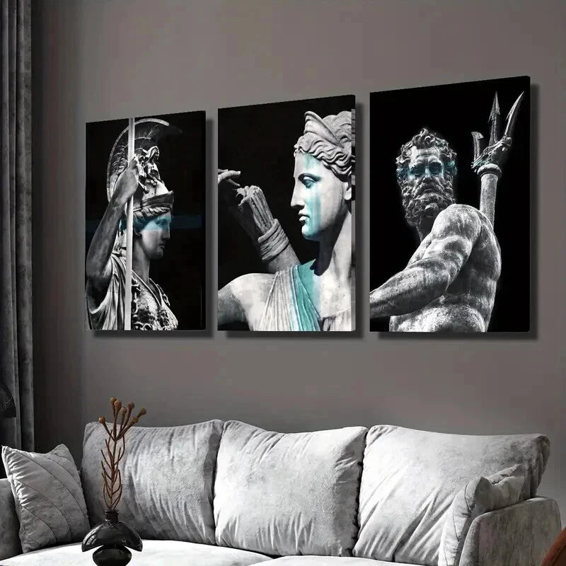 3pcs Nordic Mythology Characters Portrait Wall Art Set Canvas Framed 40x60cm - High Quality Print 100% Australian Made Wall Canvas Ready to Hang