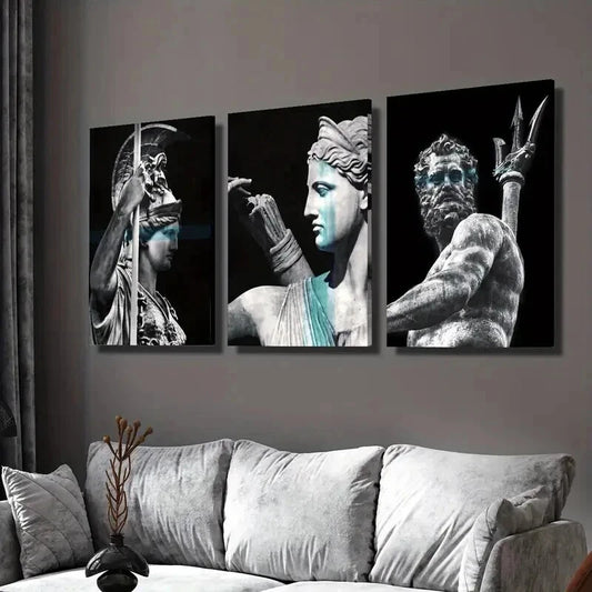 3pcs Nordic Mythology Characters Portrait Wall Art Set Canvas Framed 40x60cm - High Quality Print 100% Australian Made Wall Canvas Ready to Hang