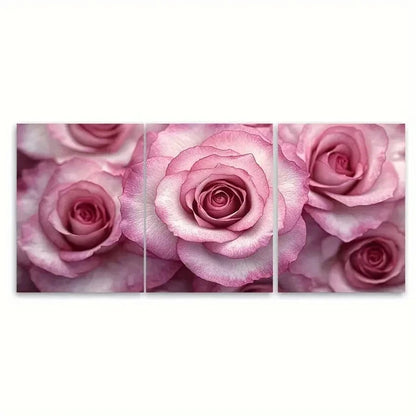 3pcs Pink Pastel Roses Canvas i Wall Art Set Canvas Framed 50x70cm - High Quality Print 100% Australian Made Wall Canvas Ready to Hang