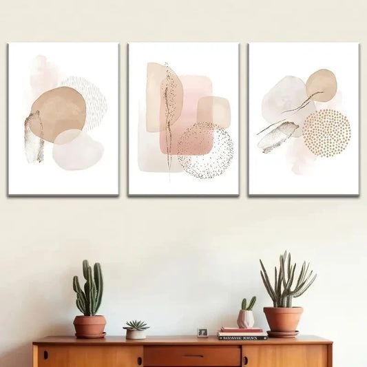 3pcs Abstract Color Graphics Modern Minimalist Metal Print Ready to Hang Art